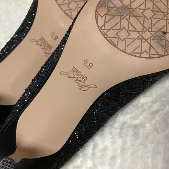Jewel Badgley Mischka Brand Frenchie Pointed Toe Kitten Heel Pumps Shoes Sz 8.5