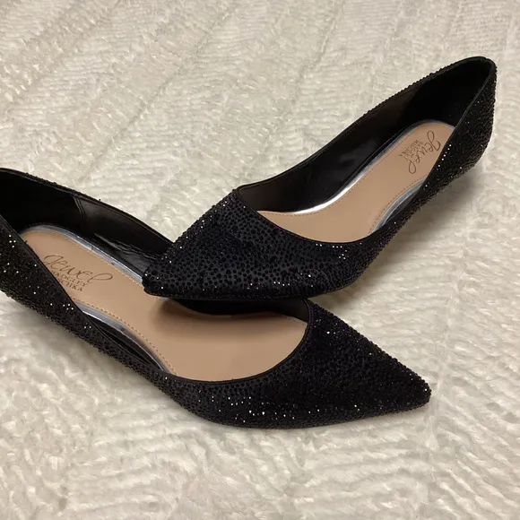 Jewel Badgley Mischka Brand Frenchie Pointed Toe Kitten Heel Pumps Shoes Sz 8.5