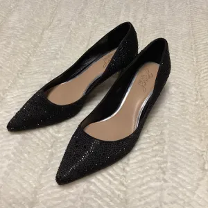 Jewel Badgley Mischka Brand Frenchie Pointed Toe Kitten Heel Pumps Shoes Sz 8.5