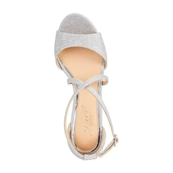 Jewel Badgley Mischka Wedge Heel Sandals Platform Silver Size 10M New w/o box