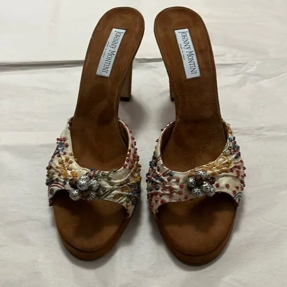 JHONNY MONTINI Y2K WOOD HEEL‎ SANDALS SIZE 11