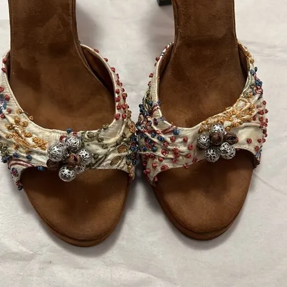 JHONNY MONTINI Y2K WOOD HEEL‎ SANDALS SIZE 11