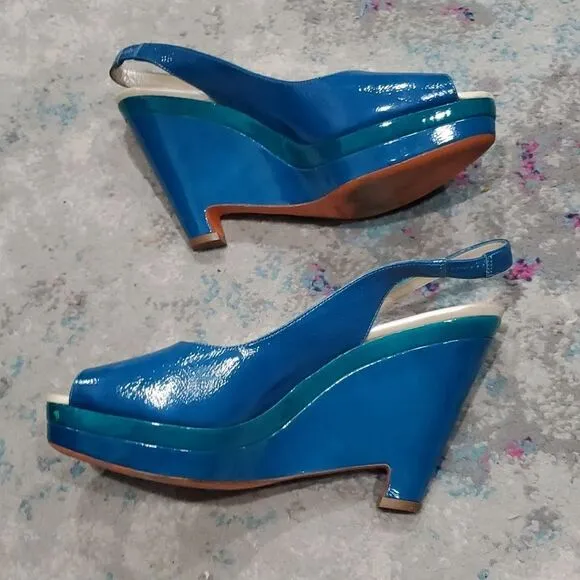 Jill Sander Wedge Shoes in Blue &amp; Teal Size 39 or 8