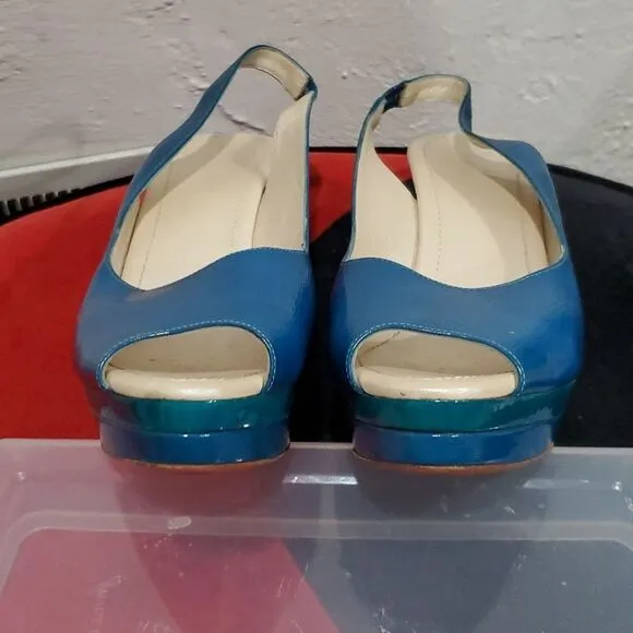 Jill Sander Wedge Shoes in Blue &amp; Teal Size 39 or 8