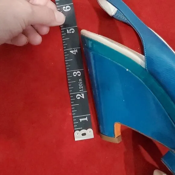 Jill Sander Wedge Shoes in Blue &amp; Teal Size 39 or 8