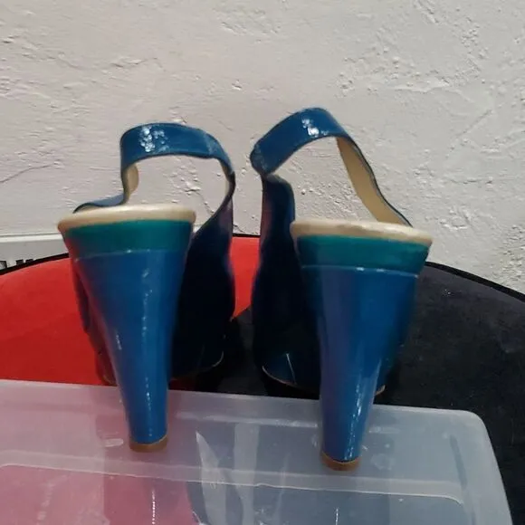 Jill Sander Wedge Shoes in Blue &amp; Teal Size 39 or 8