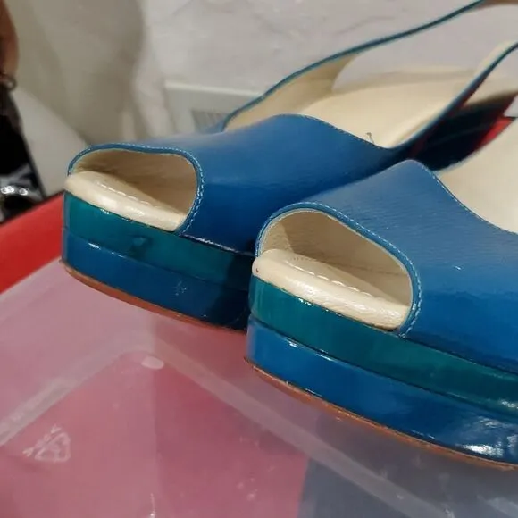 Jill Sander Wedge Shoes in Blue &amp; Teal Size 39 or 8