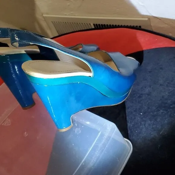 Jill Sander Wedge Shoes in Blue &amp; Teal Size 39 or 8