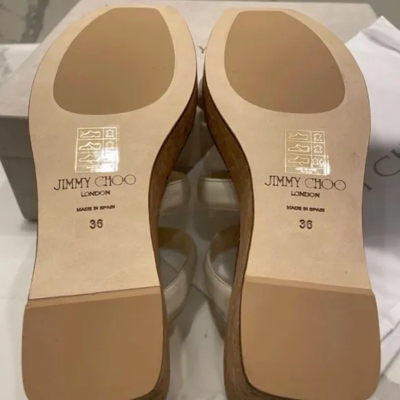 Jimmy Choo Athenia Leather Wedge Mules, 36/6 US Latte