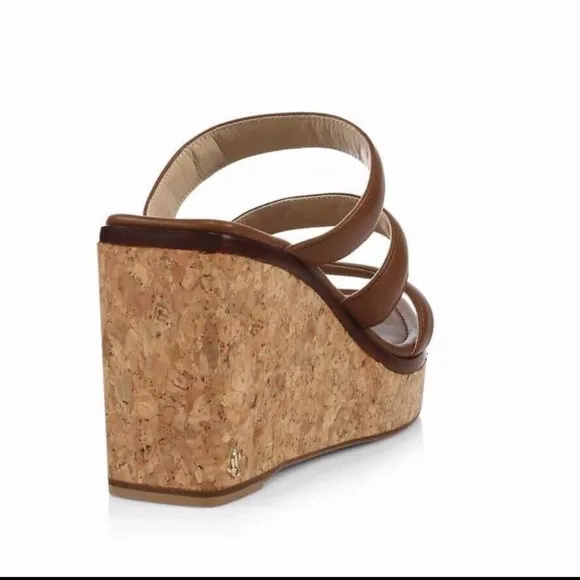Jimmy Choo Athenia Leather Wedge Mules, 36/6 US Latte