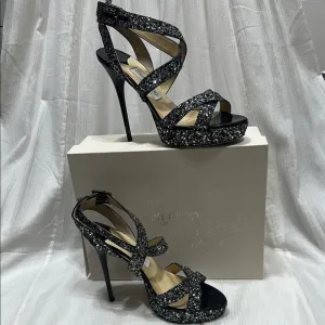Jimmy Choo Black Glitter Women's Heels