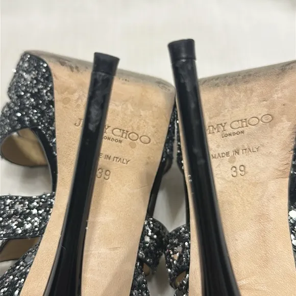 Jimmy Choo Black Glitter Women's Heels