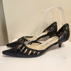 Jimmy Choo Black Italian Leather Kitten Heel d'Orsay Pumps Sz.6.5/36.5 Ret.$695