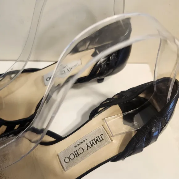 Jimmy Choo Black Italian Leather Kitten Heel d'Orsay Pumps Sz.6.5/36.5 Ret.$695