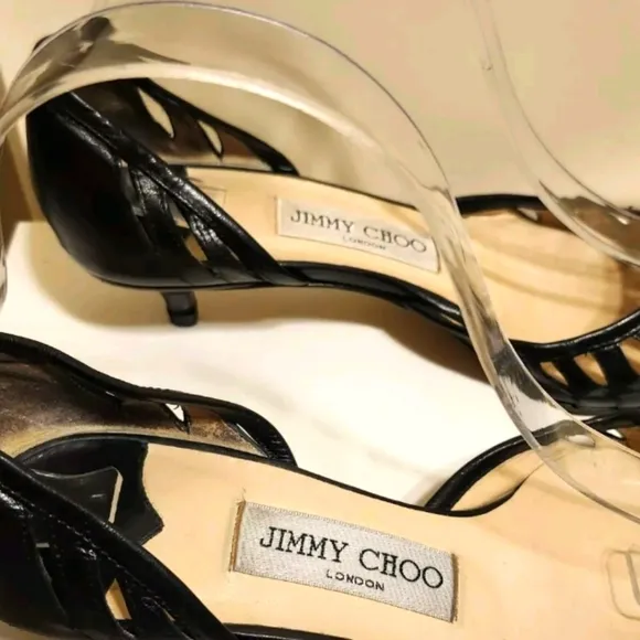Jimmy Choo Black Italian Leather Kitten Heel d'Orsay Pumps Sz.6.5/36.5 Ret.$695