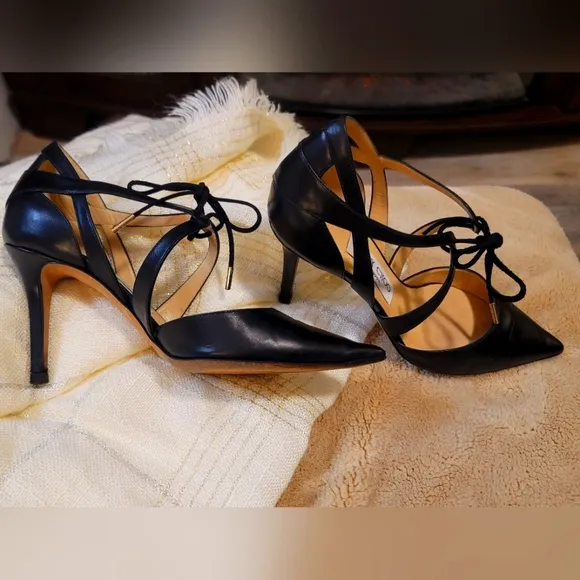Jimmy Choo Black Leather Crisscross Pumps Size 37