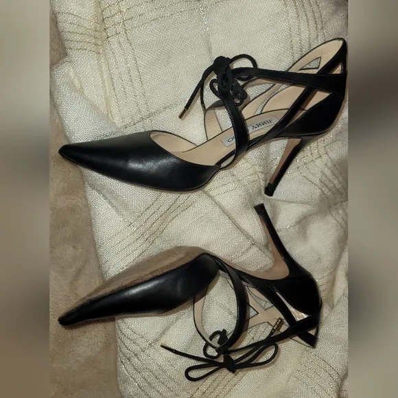 Jimmy Choo Black Leather Crisscross Pumps Size 37