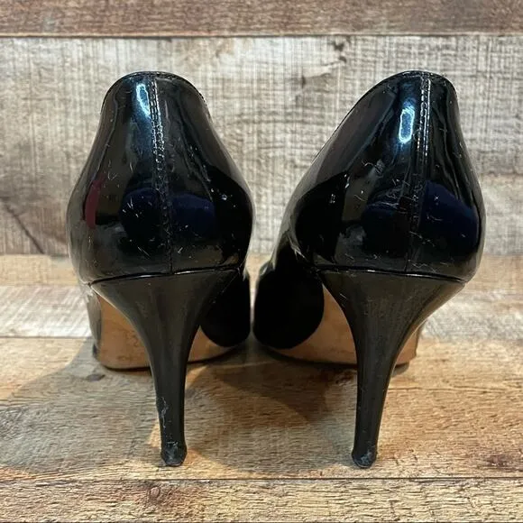 Jimmy Choo Black Patent Leather Heels Pumps Shoes Pointed Toe Size 36.5 6.5