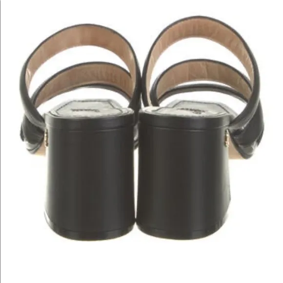 Jimmy Choo block heel leather women’s sandals slides 39.5 black multi strap