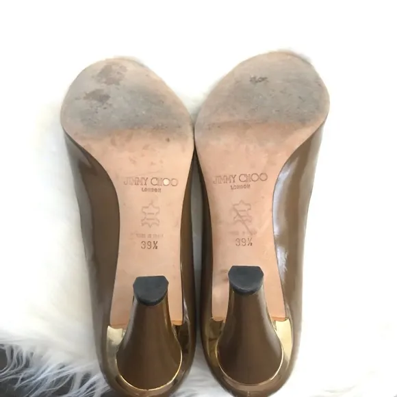 {Jimmy Choo} Brown Patent Leather Heels size 39.5