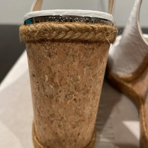JIMMY CHOO Cork Braided Amely 105 Croc Wedge Sandals