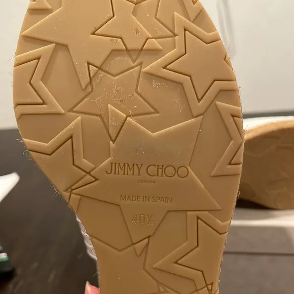 JIMMY CHOO Cork Braided Amely 105 Croc Wedge Sandals