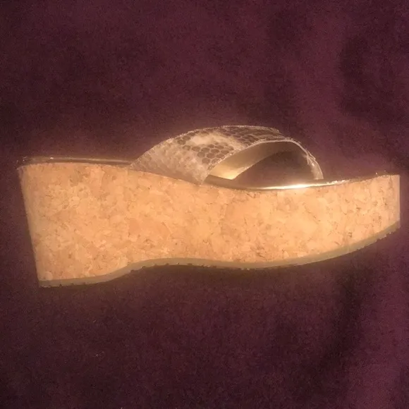 Jimmy Choo cork wedge Snake Skin Sandal 6.5