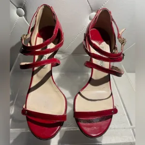 Jimmy CHoo emanuele patent leather strappy sandal heels shoes crushed red sz 40