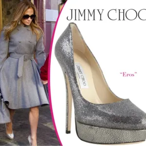 Jimmy Choo Eros Silver Metallic Sparkle Platform Pumps Heels EU 40 US si…