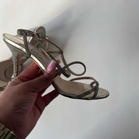 Jimmy Choo Gold Glitter Lame Elaine Strappy Sandals Size 39 High heels