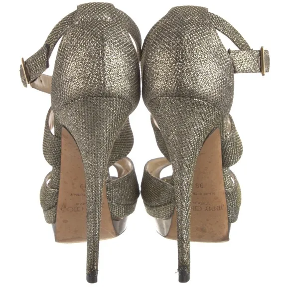 Jimmy Choo Gold Strappy High Heels IT 39