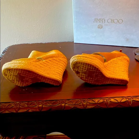 Jimmy Choo Gold Wedge Sandals
