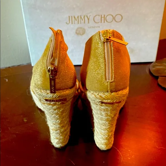 Jimmy Choo Gold Wedge Sandals