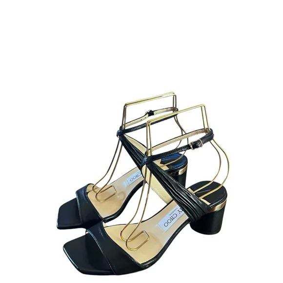 Jimmy Choo Jago 60mm Leather Block Heel Sandals  EU 36.5 US 6.5
