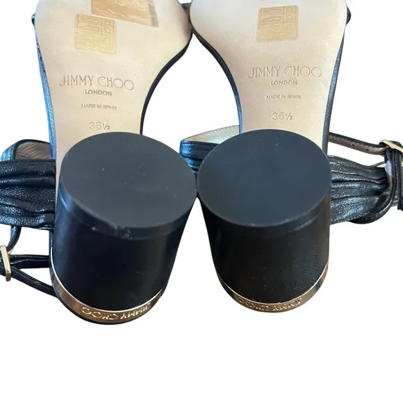 Jimmy Choo Jago 60mm Leather Block Heel Sandals  EU 36.5 US 6.5