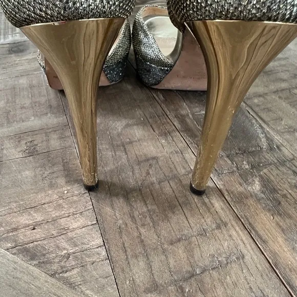 Jimmy Choo Kayden gold/silver glitter heels