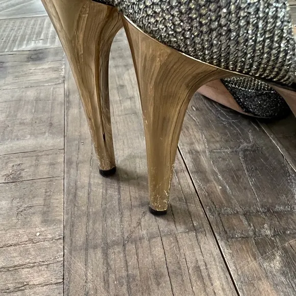 Jimmy Choo Kayden gold/silver glitter heels