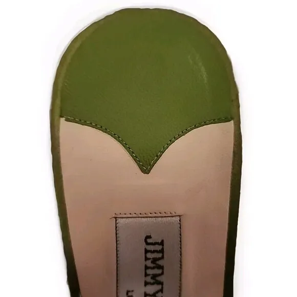 Jimmy Choo London Heel Sandals Thongs Green Sparkle US 8 EU 40