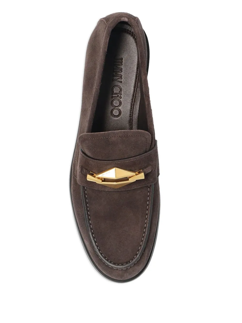 Jimmy Choo Maddie Diamond Coffee Brown Loafers