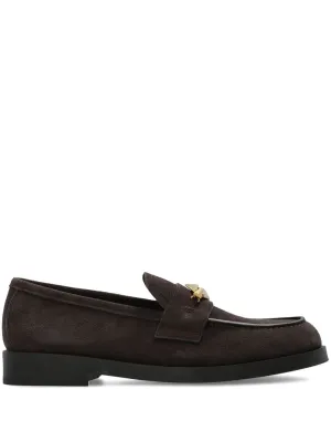 Jimmy Choo Maddie Diamond Coffee Brown Loafers