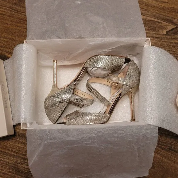 Jimmy Choo Metallic Glitter High Heel Shoes