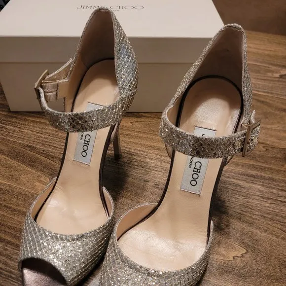 Jimmy Choo Metallic Glitter High Heel Shoes