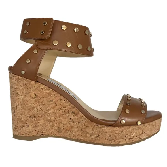 Jimmy Choo Nelly Stud Cork Wedge Sandals Size 39 US Size 9