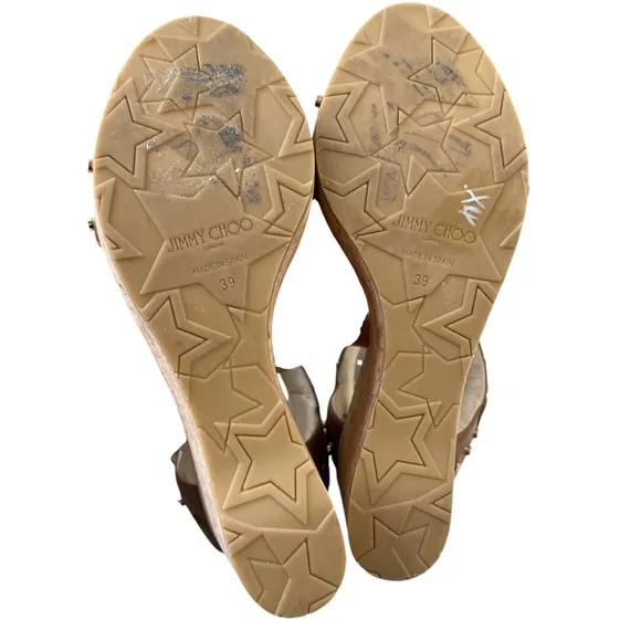 Jimmy Choo Nelly Stud Cork Wedge Sandals Size 39 US Size 9