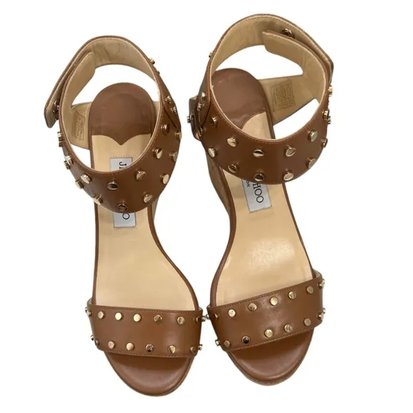 Jimmy Choo Nelly Stud Cork Wedge Sandals Size 39 US Size 9