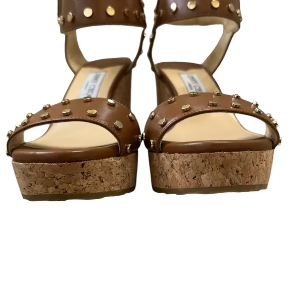 Jimmy Choo Nelly Stud Cork Wedge Sandals Size 39 US Size 9