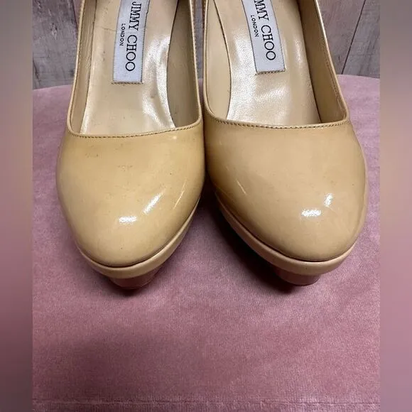 Jimmy Choo nude platform heels