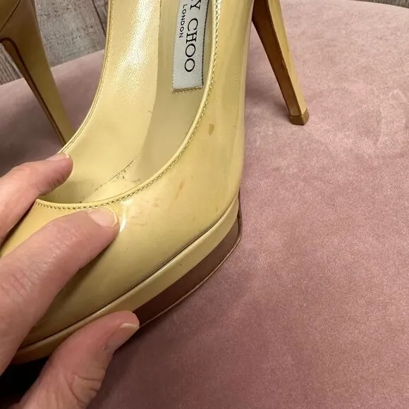 Jimmy Choo nude platform heels