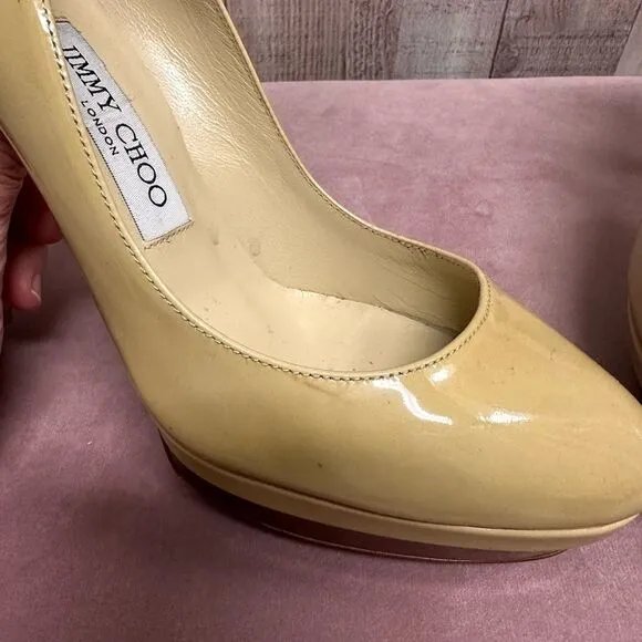 Jimmy Choo nude platform heels