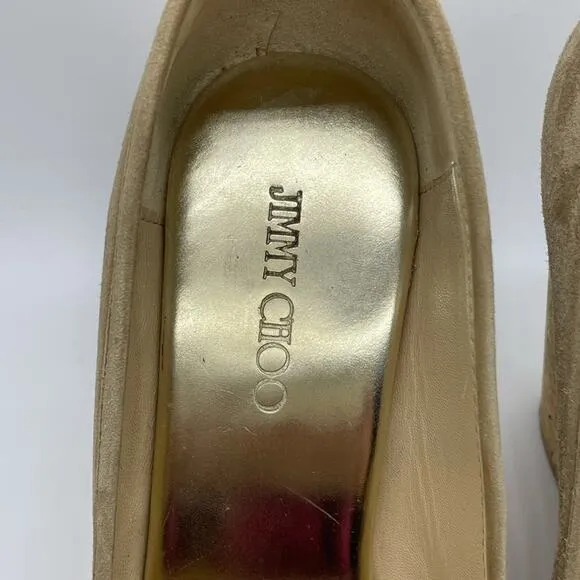 Jimmy Choo Pacita Tan Suede Cork Wedge Heels Shoes Size 36 6